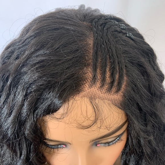 Gorgeous 13x4 Lace Front Black Synthetic Wig with Braided Side Part - Picture 6 of 12